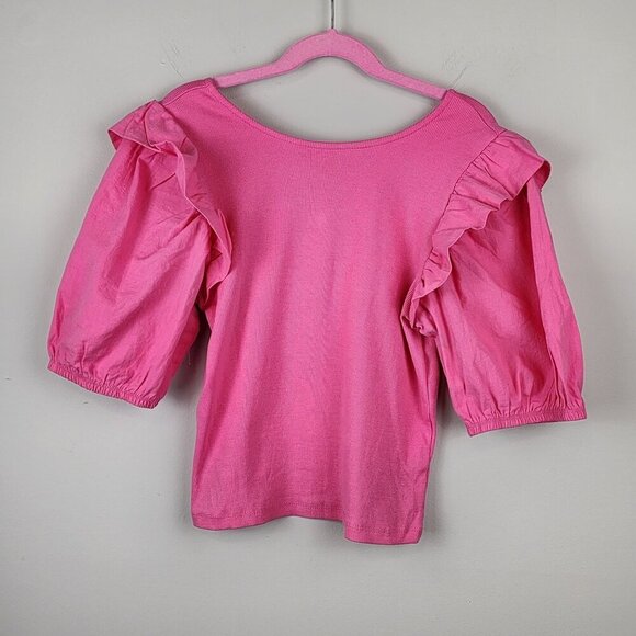 Zara  puff sleeve top sz 11 / 12 girls pink - Picture 1 of 8